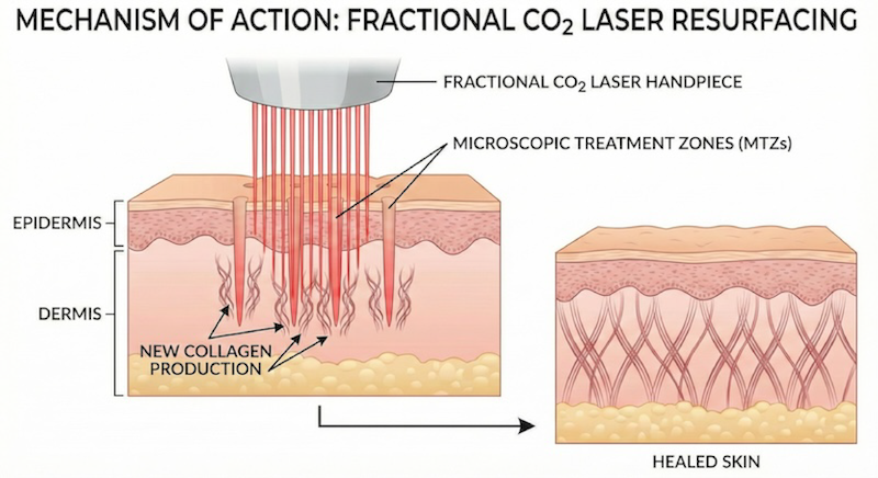 Diagram detailing the mechanism of action of CO2 laser