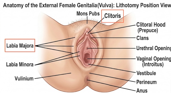 Medical Diagram showing location of clitoris injectyed with PRP