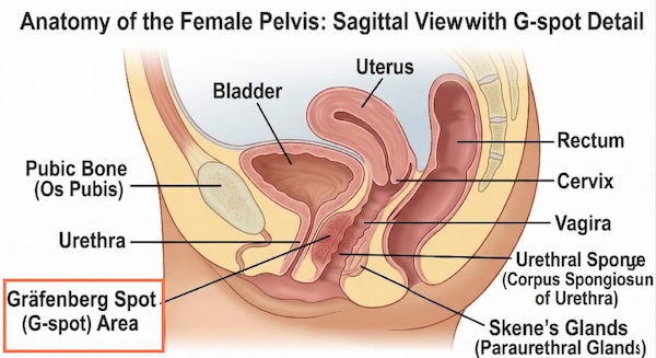 Medical diagram showing location of G-Spot injected with PRP
